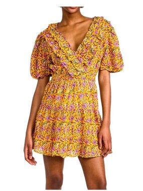 Rahi Anthropologie Chiara Del Sole Floral Puff Sleeve Mini Dress XS